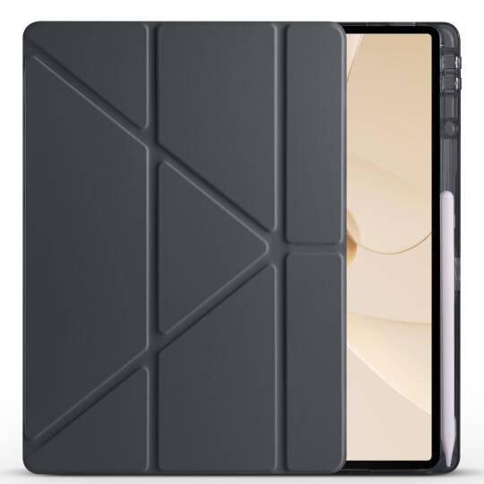 Huawei Matepad 12X Kılıf Zore Tri Folding Kalem Bölmeli Standlı Kılıf Siyah