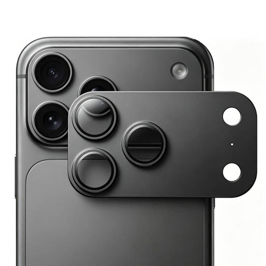 iPhone 18 Pro Max Mohseven Sapphire Alüminyum Safir Kamera Lens Koruyucu Koyu Gri