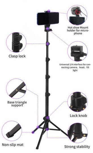 Jmary MT-36 Tripod 171 cm 360 Derece Dönebilen Başlık 4 Kademeli Yükselik Ayarı - 4