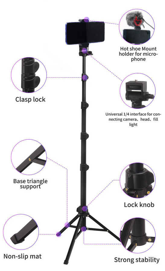Jmary MT-36 Tripod 171 cm 360 Derece Dönebilen Başlık 4 Kademeli Yükselik Ayarı - 4