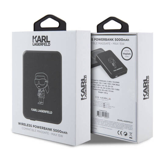 Karl Lagerfeld Led Işıklı Göstergeli M-safe Magnetik Orjinal Lisanslı Powerbank 5000 Mah - 5