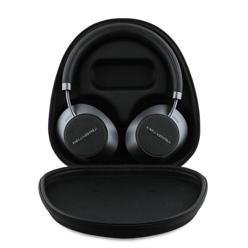 Karl Lagerfeld Orjinal Lisanslı ANCENC Özellikli KL Yazı Logolu Saffiano Serisi Kulak Üstü Bluetooth Kulaklık v5.3 - 5
