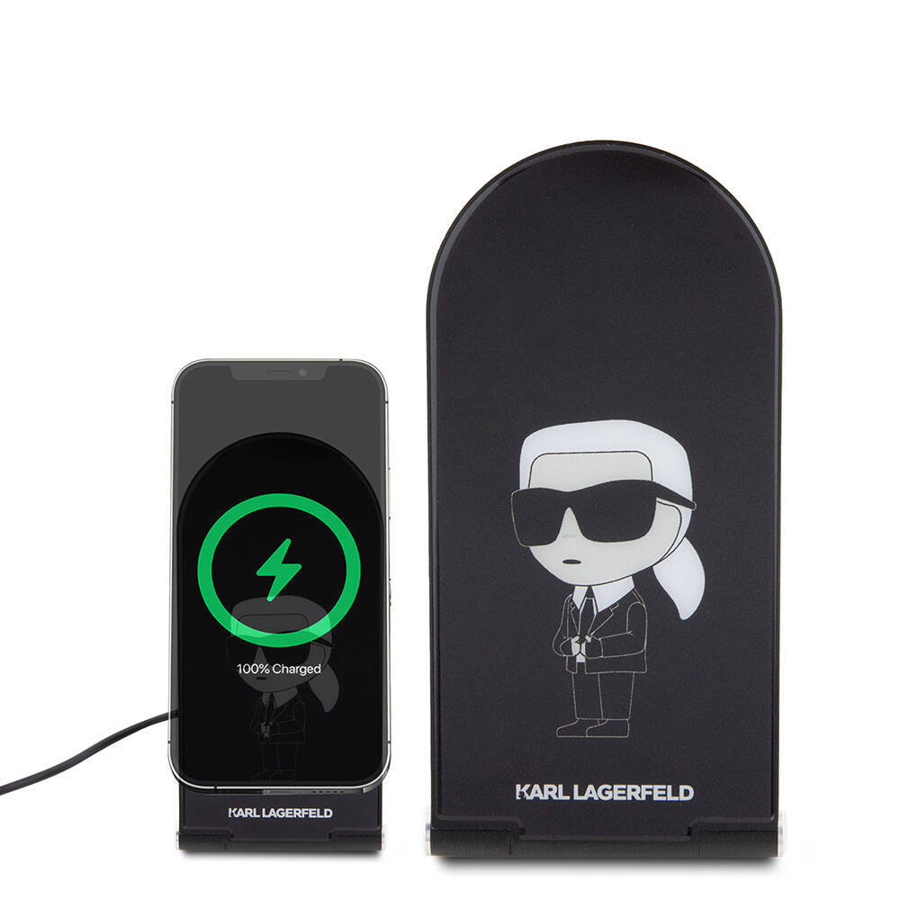 Karl Lagerfeld Orjinal Lisanslı Katlanabilir Baskılı İkonik Karl Logolu Magnetik Kablosuz Şarj Standı - 2