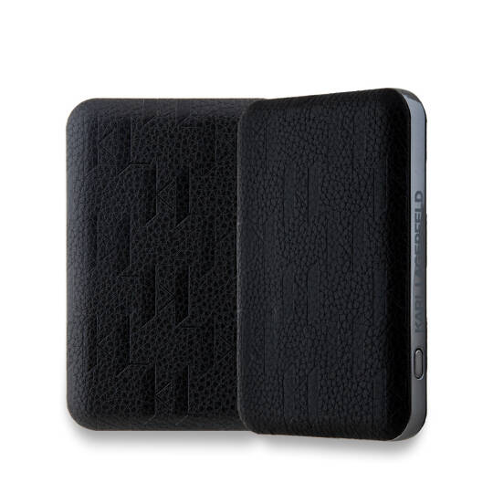 Karl Lagerfeld Orjinal Lisanslı M-safe Şarj Özellikli Led Işık Göstergeli Metal Logolu PU Deri Powerbank 5000mAh - 4