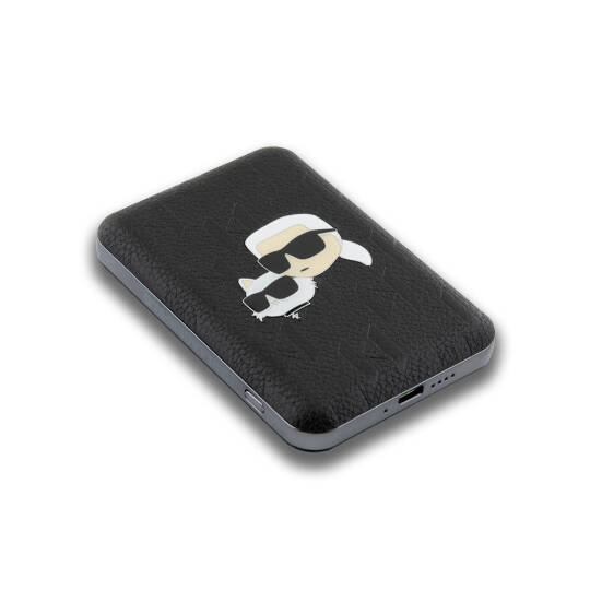 Karl Lagerfeld Orjinal Lisanslı M-safe Şarj Özellikli Led Işık Göstergeli Metal Logolu PU Deri Powerbank 5000mAh - 5