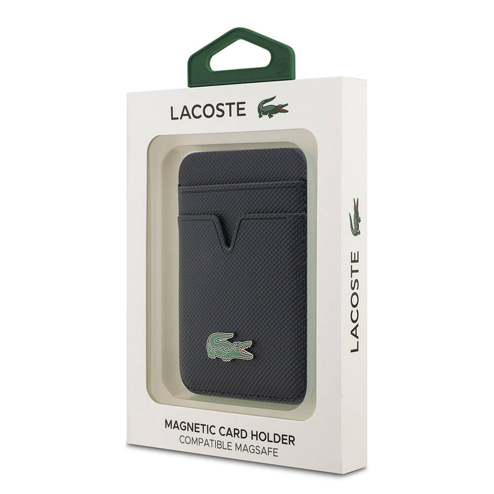 Lacoste Orjinal Lisanslı 2 Hazneli PU Pike Desenli İkonik Timsah Dokuma Logolu Magnetik Kartlık - 10