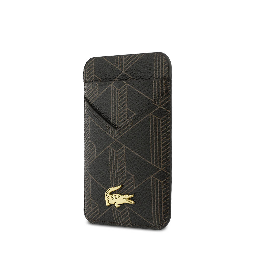 Lacoste Orjinal Lisanslı 2 Hazneli PVC Karışık Monogram Desenli Magnetik Kartlık - 1