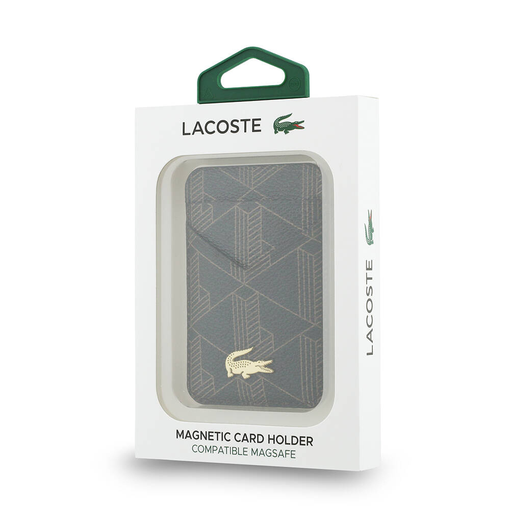 Lacoste Orjinal Lisanslı 2 Hazneli PVC Karışık Monogram Desenli Magnetik Kartlık - 5