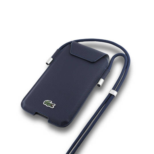 Lacoste Orjinal Lisanslı Çapraz Vücut Askılı PU Pike Desenli 6.7 inçe Kadar Universal Kılıf - 10
