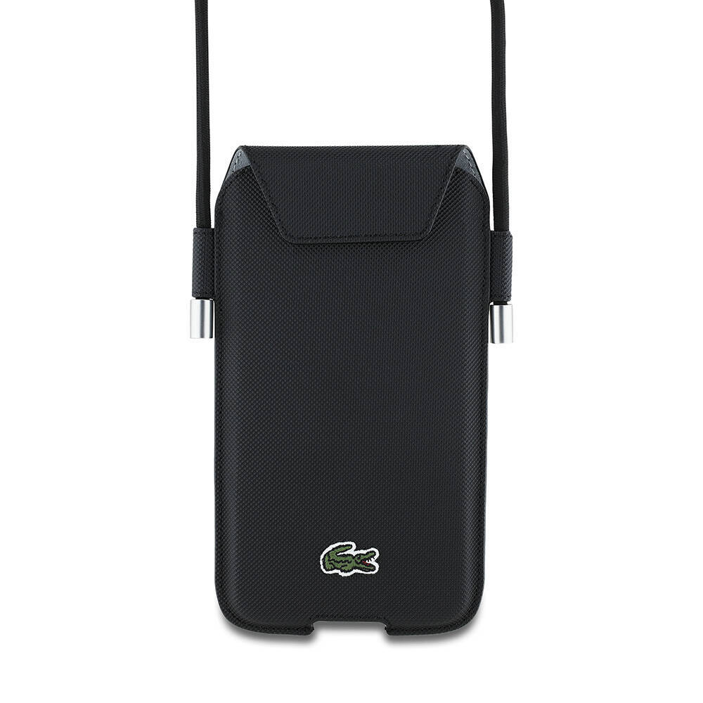 Lacoste Orjinal Lisanslı Çapraz Vücut Askılı PU Pike Desenli 6.7 inçe Kadar Universal Kılıf - 3