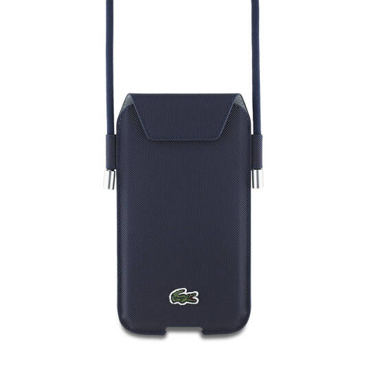 Lacoste Orjinal Lisanslı Çapraz Vücut Askılı PU Pike Desenli 6.7 inçe Kadar Universal Kılıf - 2