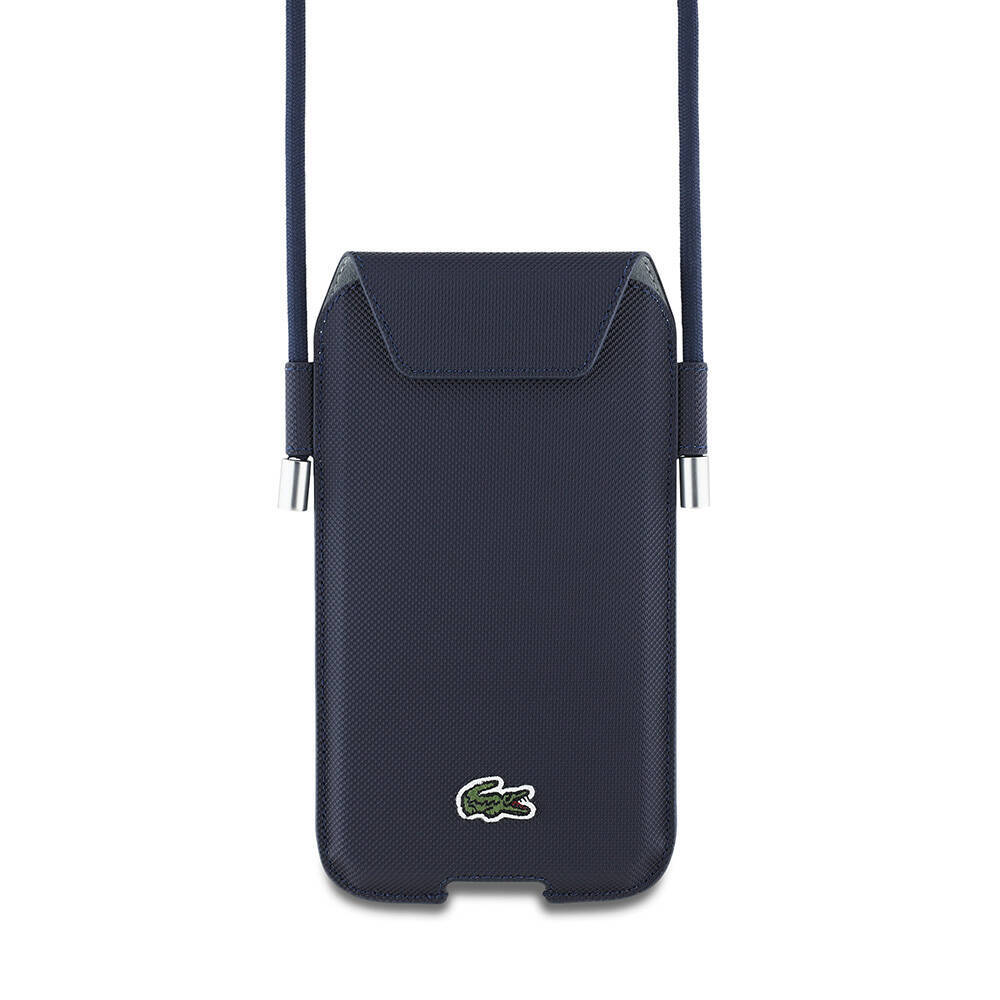 Lacoste Orjinal Lisanslı Çapraz Vücut Askılı PU Pike Desenli 6.7 inçe Kadar Universal Kılıf - 2