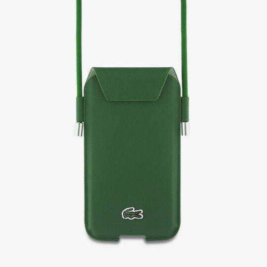 Lacoste Orjinal Lisanslı Çapraz Vücut Askılı PU Pike Desenli 6.7 inçe Kadar Universal Kılıf