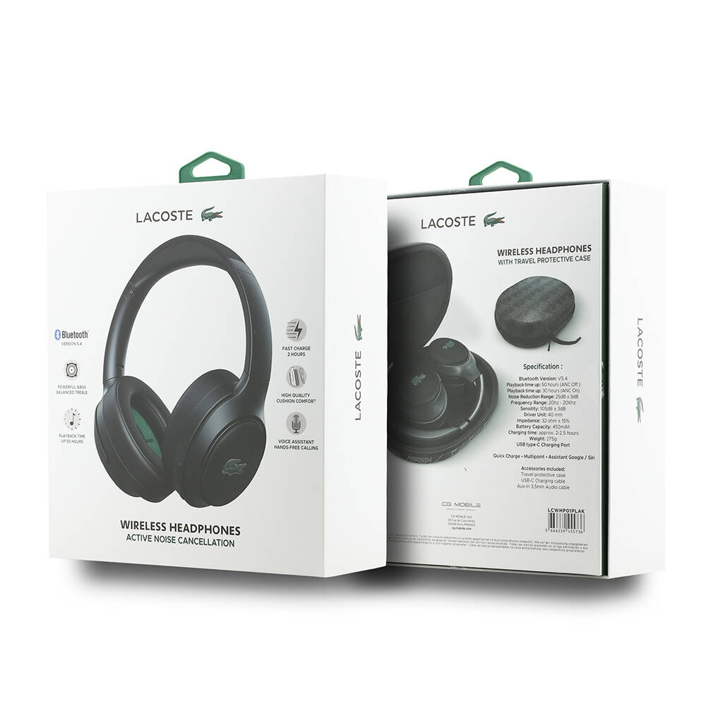Lacoste Orjinal Lisanslı LH01 ANC Taşıma Çantalı Katlanabilir Kulak Üstü Bluetooth Kulaklık v5.4 - 19