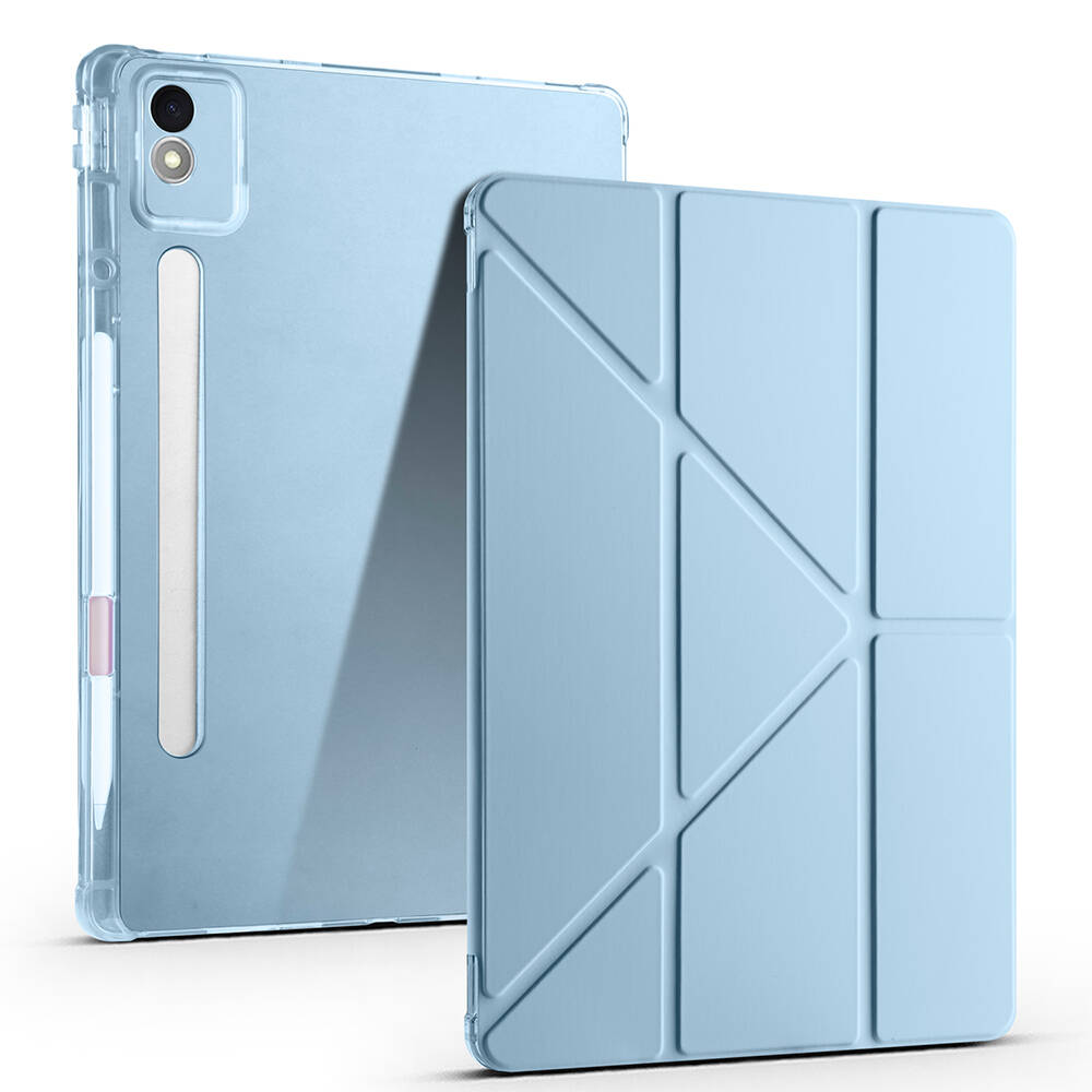 Lenovo Idea Tab Pro 12.7 TB-373FU Kılıf Zore Tri Folding Kalem Bölmeli Standlı Kılıf - 4