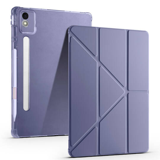 Lenovo Idea Tab Pro 12.7 TB-373FU Kılıf Zore Tri Folding Kalem Bölmeli Standlı Kılıf Mor