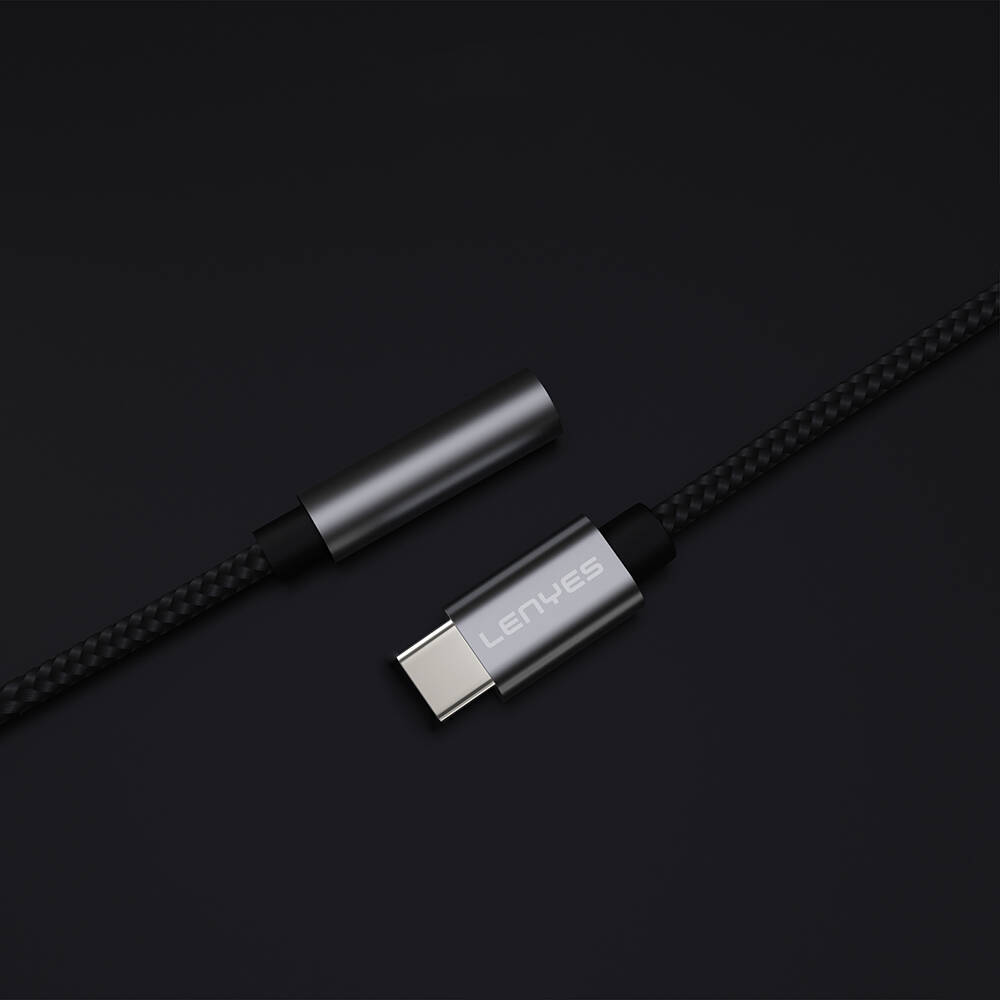 Lenyes AX105 Type-C to 3.5mm Aux Çevirici Örgülü Ses Adaptörü - 3