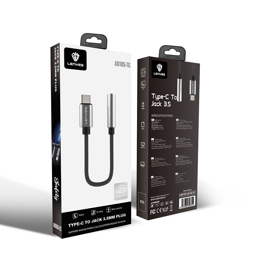 Lenyes AX105 Type-C to 3.5mm Aux Çevirici Örgülü Ses Adaptörü - 8