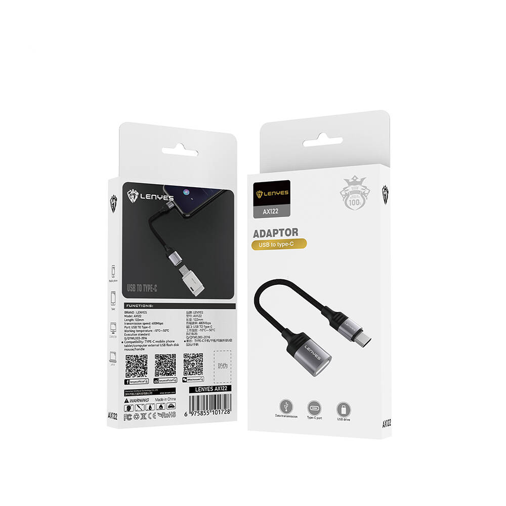 Lenyes AX122 USB to Type-C Dönüştürücü OTG Kablo - 7