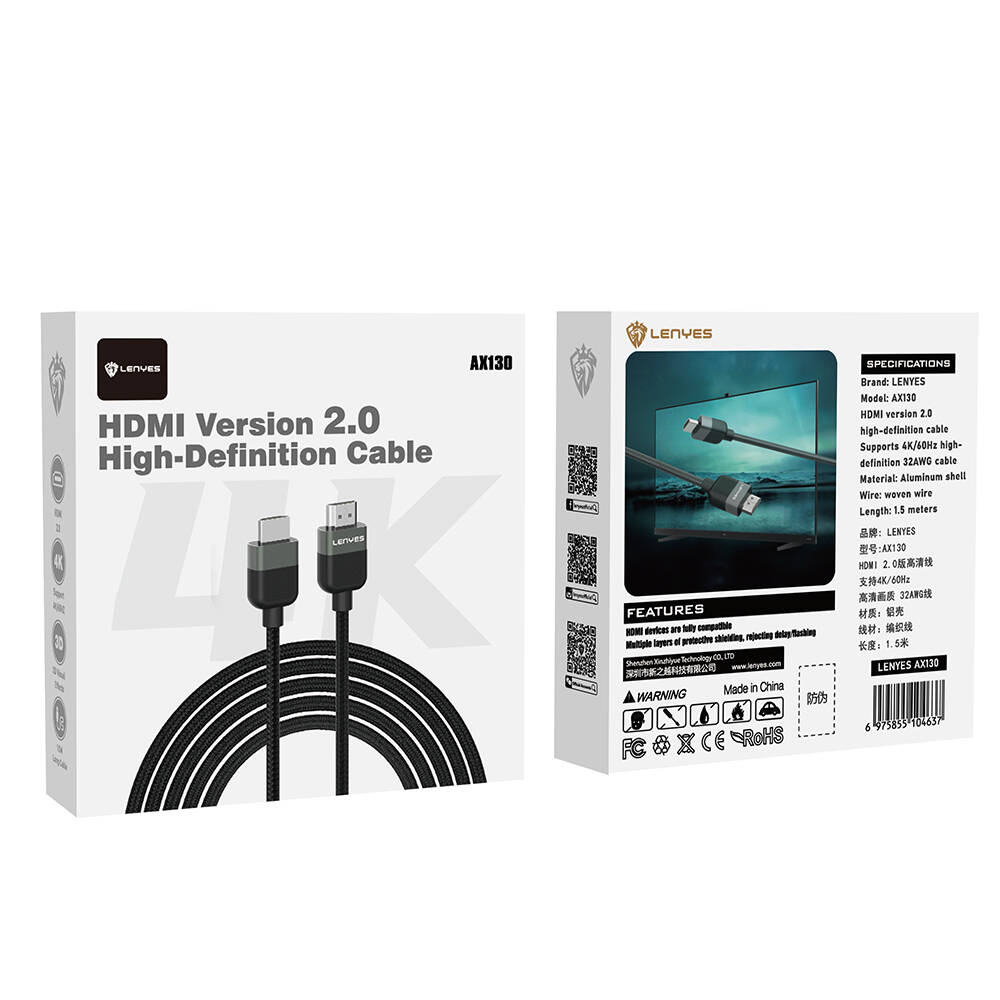 Lenyes AX130 HDTV Görüntü ve Ses Aktarıcı HDMI Kablo Ultra HD 4K 60Hz 1.5M - 7