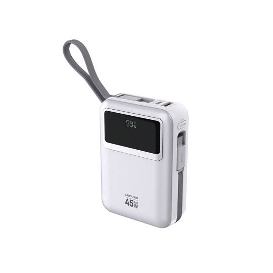 Lenyes C03-A Dijital LED Göstergeli Type-C ve Lightning Kablolu Powerbank 45W 20.000mAh