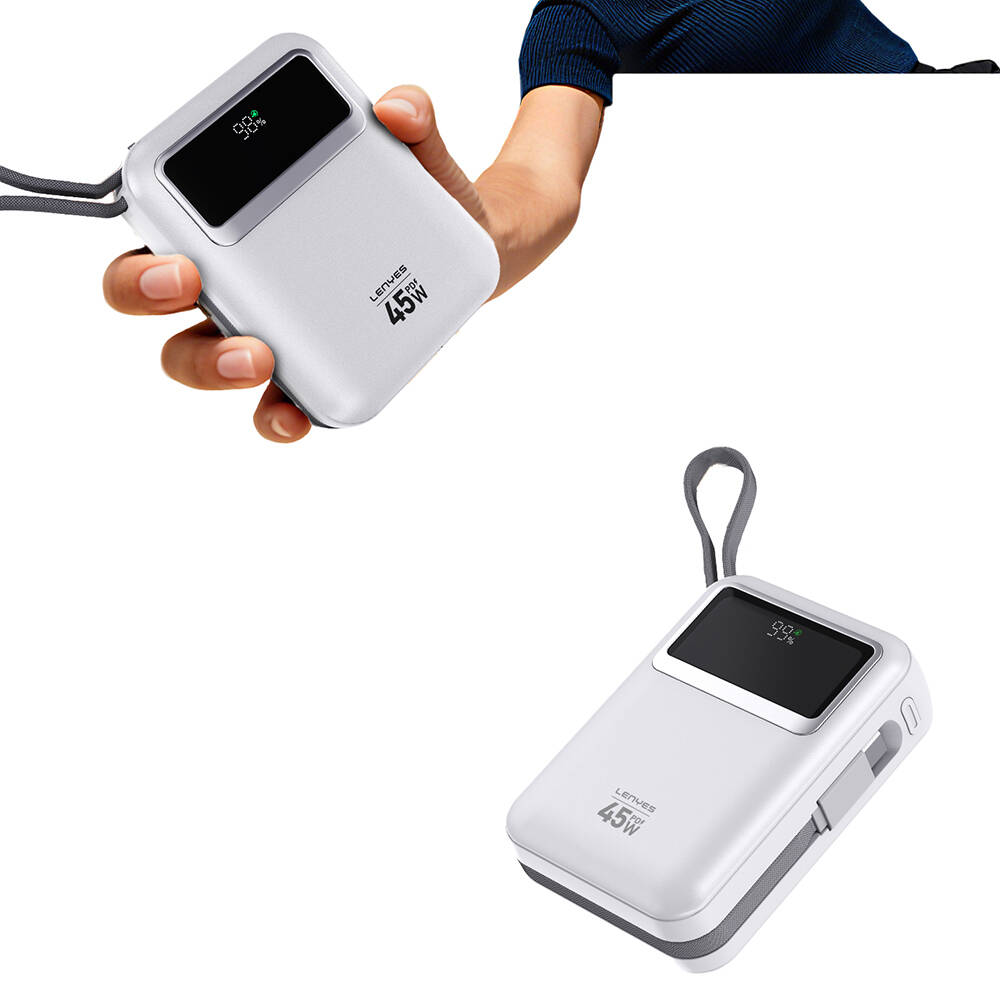 Lenyes C04-A Dijital LED Göstergeli Type-C ve Lightning Kablolu Powerbank 45W 5000mAh - 3