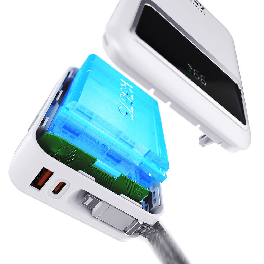Lenyes C04-A Dijital LED Göstergeli Type-C ve Lightning Kablolu Powerbank 45W 5000mAh - 6