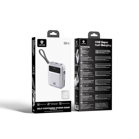 Lenyes C04-A Dijital LED Göstergeli Type-C ve Lightning Kablolu Powerbank 45W 5000mAh - 8
