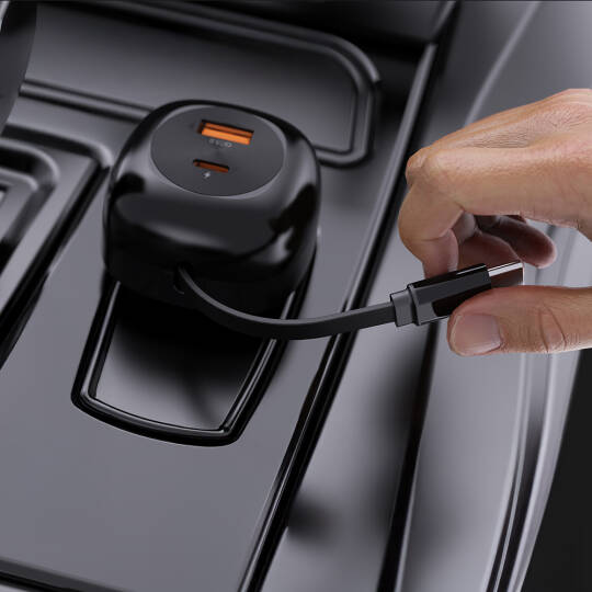 Lenyes CA59 Type-C Kablolu Hızlı Şarj Özellikli Type-C + USB-A Portlu Araç Şarj Aleti PD 60W - 5
