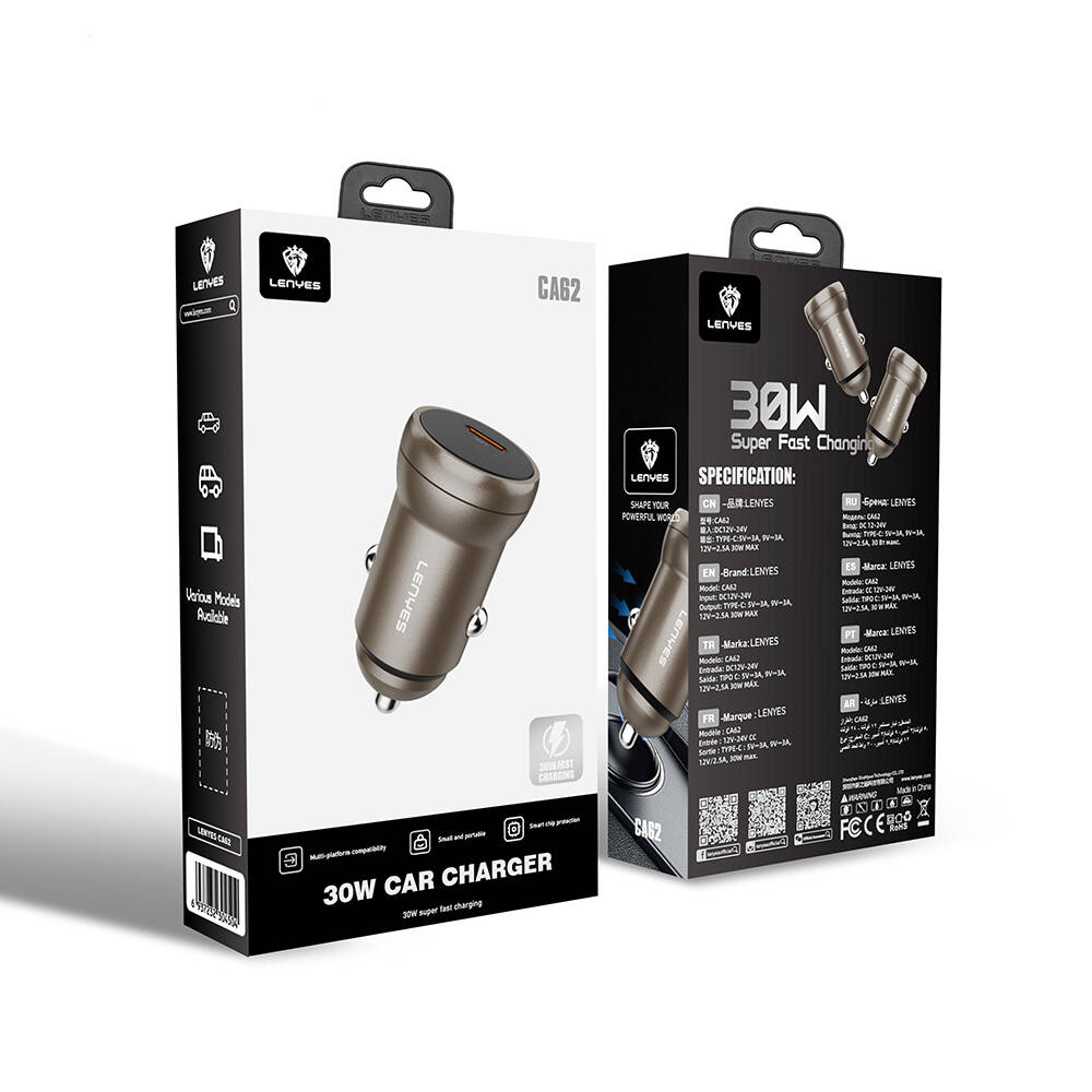 Lenyes CA62 Hızlı Şarj Özellikli Type-C Portlu PD Araç Şarj Aleti 30W - 6
