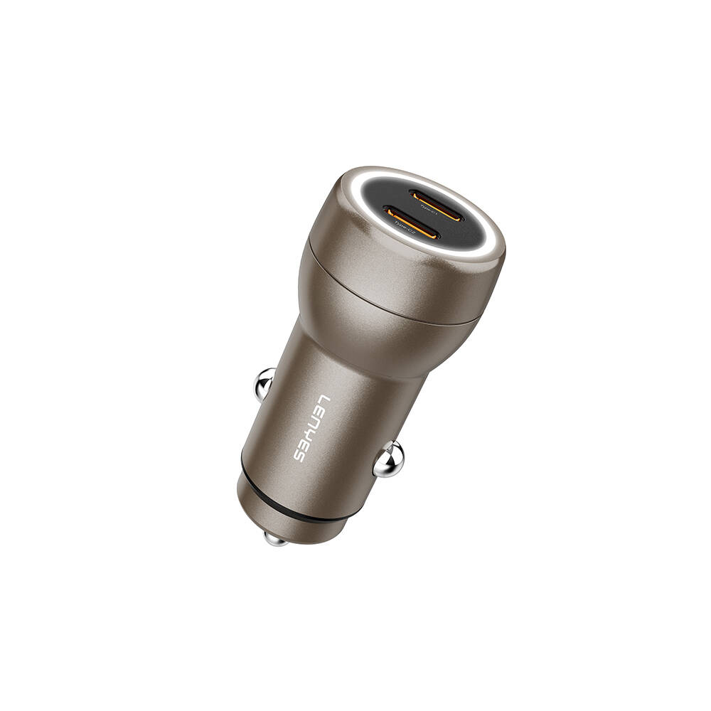 Lenyes CA65 Hızlı Şarj Özellikli Dual Type-C + Type-C Portlu PD Araç Şarj Aleti 60W - 1