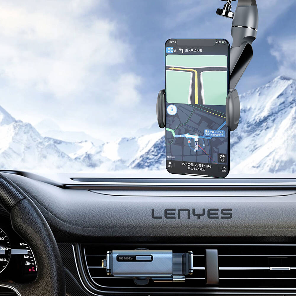 Lenyes CR146 360 Dönebilen Oynar Başlıklı Dikiz Ayna Araç Telefon Tutucu - 4