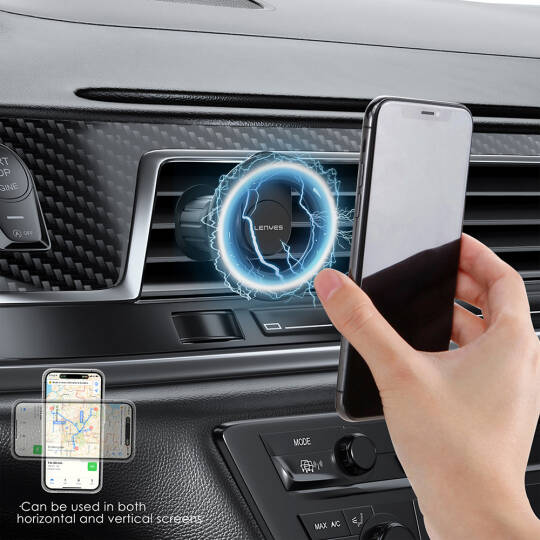 Lenyes CR183 M-safe Magnetik Özellikli 360 Derece Dönebilen Havalandırma Tasarım Araç Telefon Tutucu - 4