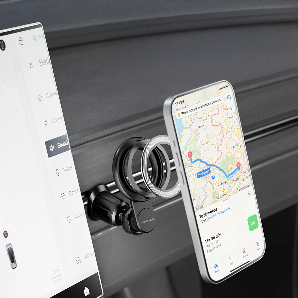 Lenyes CR183 M-safe Magnetik Özellikli 360 Derece Dönebilen Havalandırma Tasarım Araç Telefon Tutucu - 5