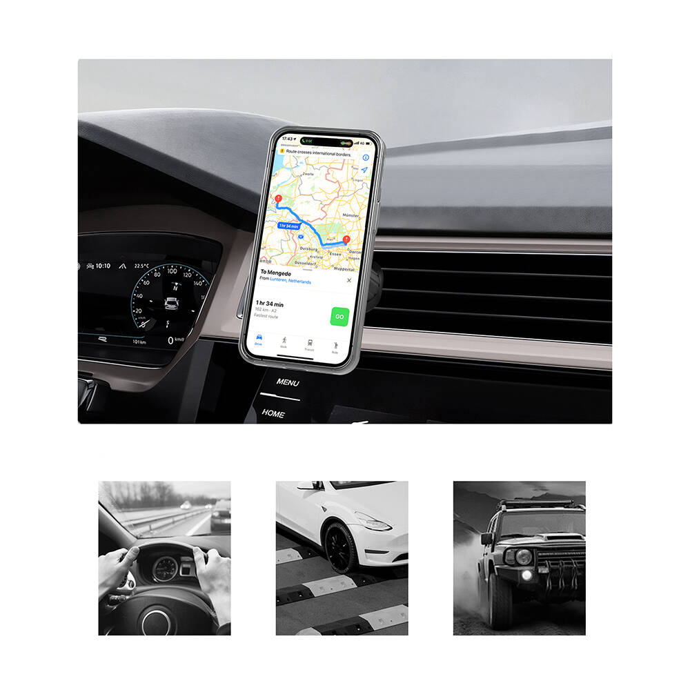 Lenyes CR183 M-safe Magnetik Özellikli 360 Derece Dönebilen Havalandırma Tasarım Araç Telefon Tutucu - 8