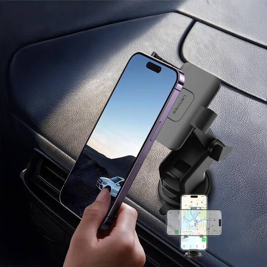 Lenyes CR195 Sarsıntı Önleyici 360° Derece Dönebilen Teleskopik Vantuzlu Tasarım Araç Telefon Tutucu - 4