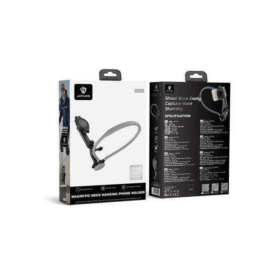 Lenyes CR203 2in1 Eller Serbest Magnetik Boyun Askılı Telefon Tutucu - 8