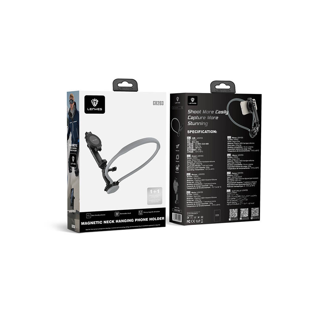 Lenyes CR203 2in1 Eller Serbest Magnetik Boyun Askılı Telefon Tutucu - 8