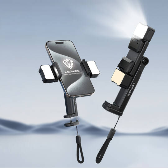 Lenyes CR204 360° Dönebilen Işıklı Seyahat Telefon Tutucu ve Standı - 3