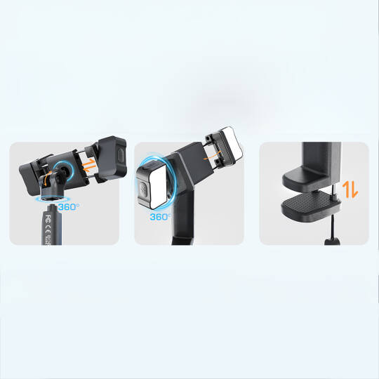 Lenyes CR204 360° Dönebilen Işıklı Seyahat Telefon Tutucu ve Standı - 4