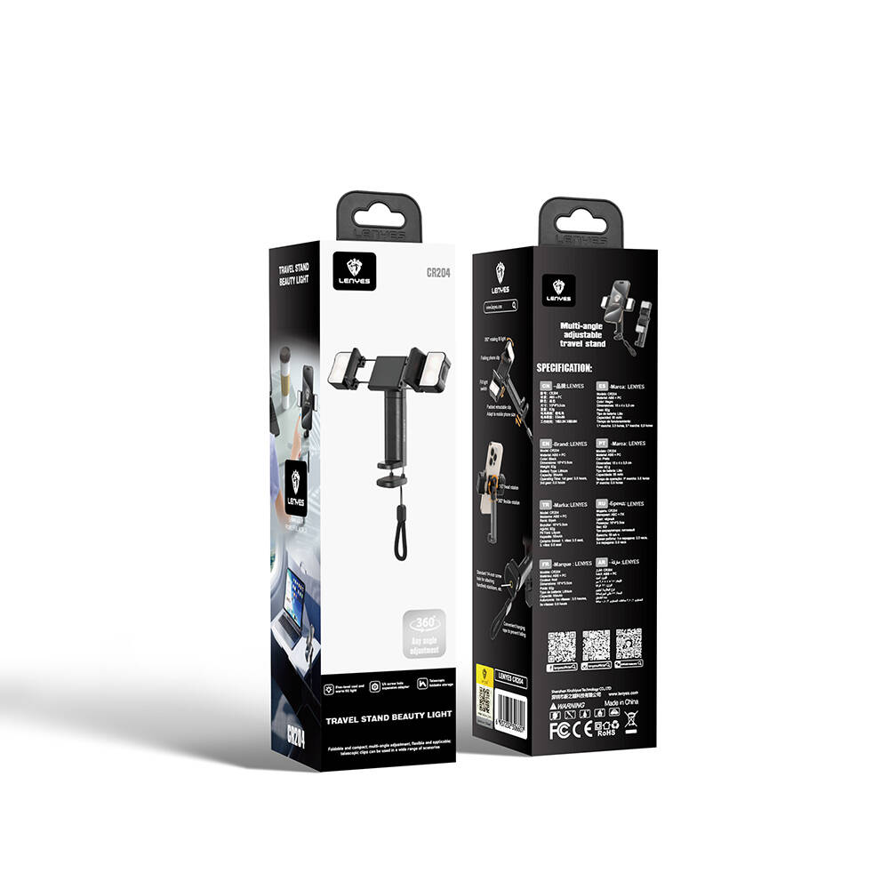 Lenyes CR204 360° Dönebilen Işıklı Seyahat Telefon Tutucu ve Standı - 6