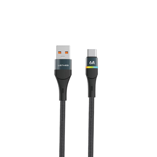 Lenyes LC520 USB-A to Type-C 6A Örgü Tasarımlı Hızlı Şarj Özellikli Data ve Şarj Kablosu 66W 1M