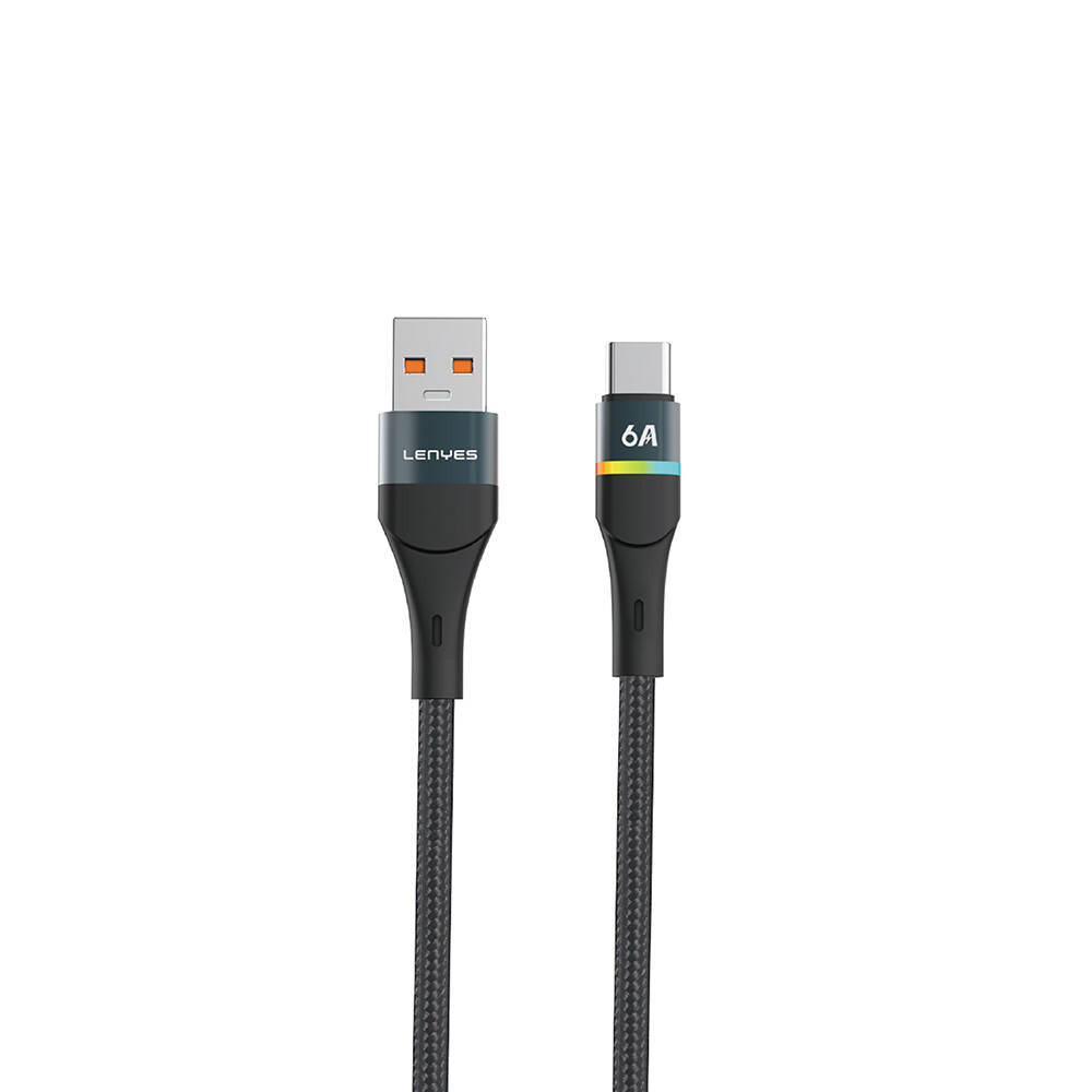 Lenyes LC520 USB-A to Type-C 6A Örgü Tasarımlı Hızlı Şarj Özellikli Data ve Şarj Kablosu 66W 1M - 1