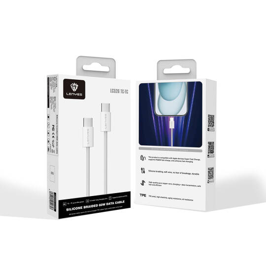 Lenyes LC526 Type-C to Type-C Akıllı Çip Koruma Özellikli Data ve Şarj Kablosu 60W 1.2M - 9