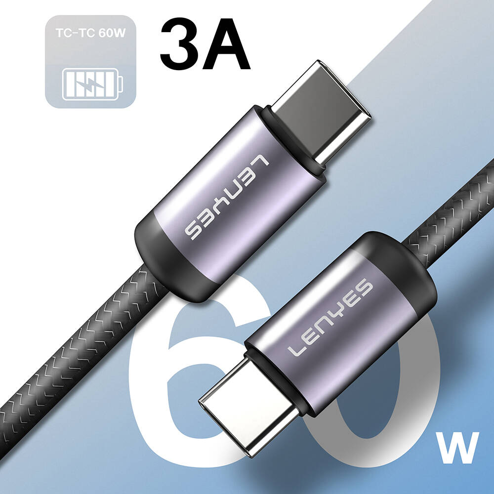Lenyes LC537 Type-C to Type-C Hızlı Şarj Özellikli Örgülü Data ve Şarj Kablosu 60W 1M - 4