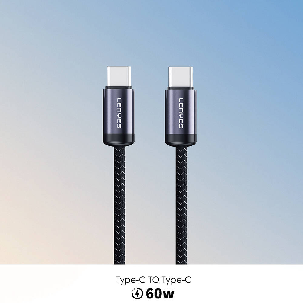 Lenyes LC537 Type-C to Type-C Hızlı Şarj Özellikli Örgülü Data ve Şarj Kablosu 60W 1M - 6