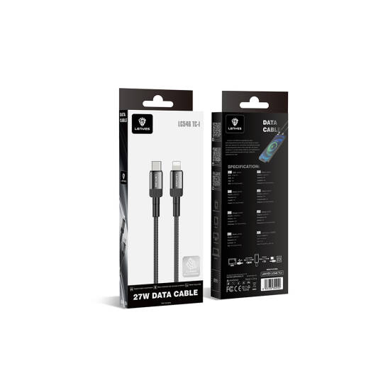 Lenyes LC546 Type-C to Lightning Örgü Tasarımlı Hızlı Şarj Özellikli Data ve Şarj Kablosu 27W 1M - 7