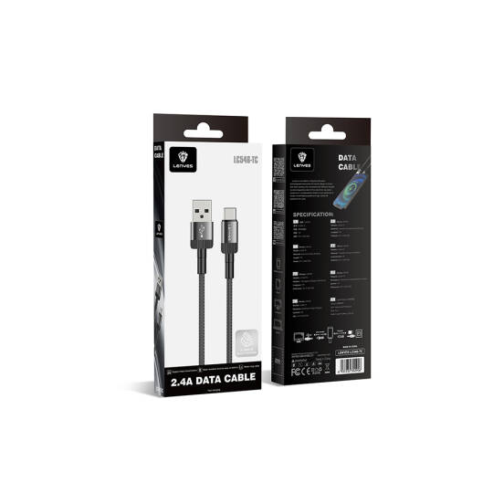 Lenyes LC546 USB-A to Type-C Örgü Tasarımlı Hızlı Şarj Özellikli Data ve Şarj Kablosu 12W 1M - 7