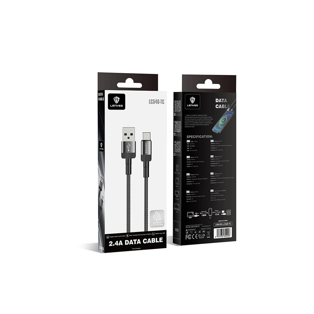 Lenyes LC546 USB-A to Type-C Örgü Tasarımlı Hızlı Şarj Özellikli Data ve Şarj Kablosu 12W 1M - 7