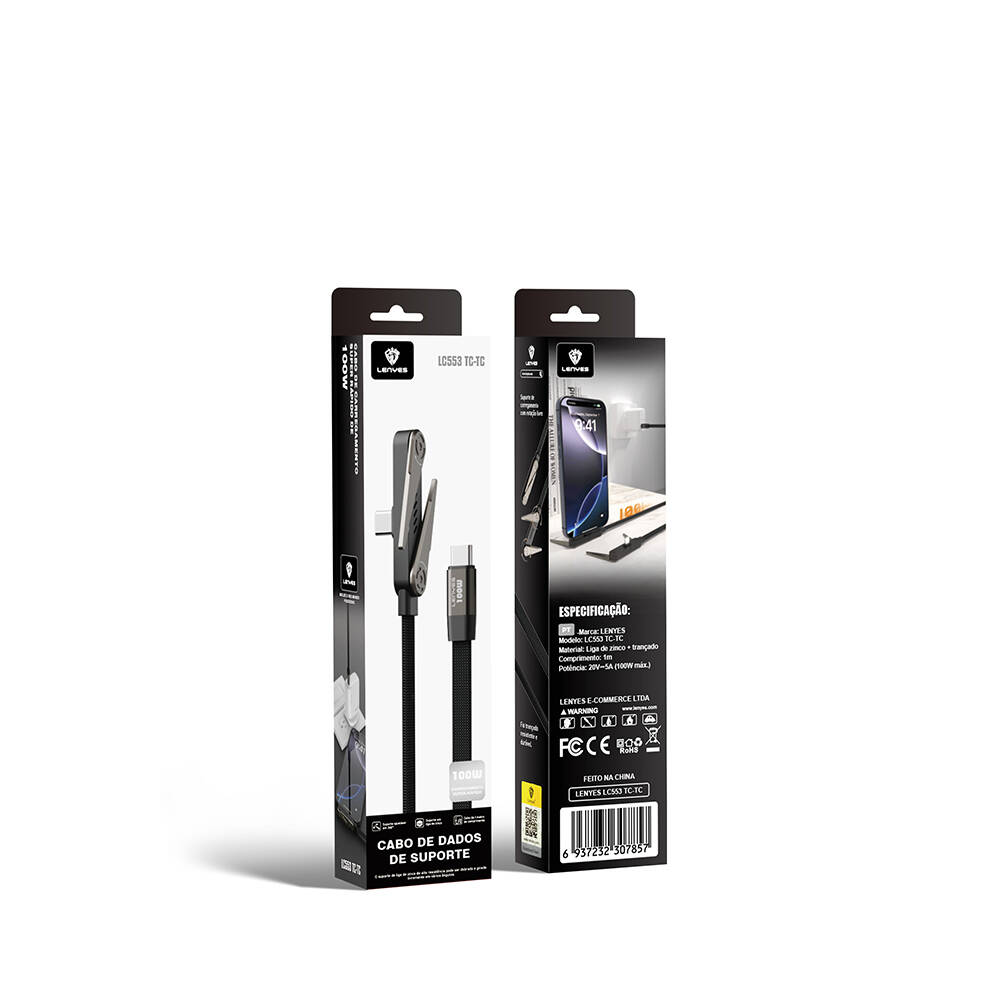 Lenyes LC553 Type-C to Type-C E-MARK Çipli Standlı Data ve Şarj Kablosu 100W 1M - 6